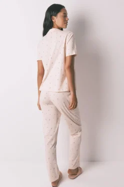 Women'secret Pijama camisero largo 100% algodón flores rosa Hot