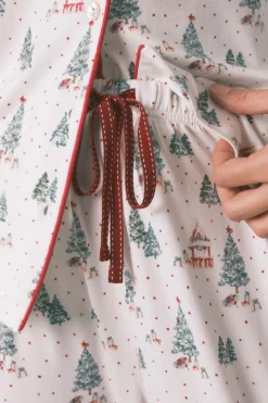 Women'secret Pijama camisero largo estampado navidad blanco marfil Discount