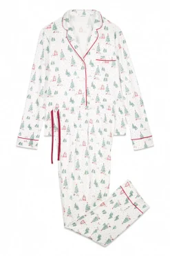 Women'secret Pijama camisero largo estampado navidad blanco marfil Discount