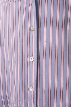 Women'secret Pijama camisero largo satén print rayas azul Best