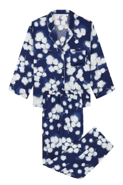 Women'secret Pijama camisero largo viscosa floral azul estampado New