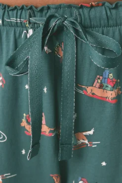 Women'secret Pijama camisero perritos 100% algodón verde