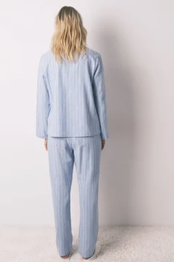 Women'secret Pijama camisero rayas 100% algodón azul Sale