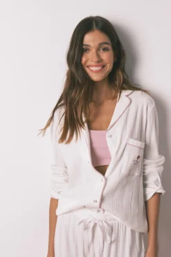 Women'secret Pijama camisero rayas La Vecina Rubia marfil Clearance