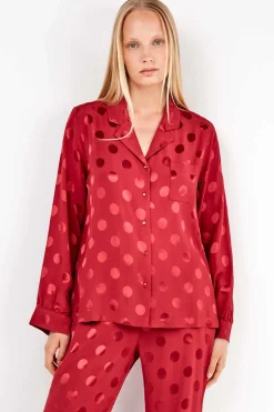 Gisela Pijama camisero topitos estampado Sale