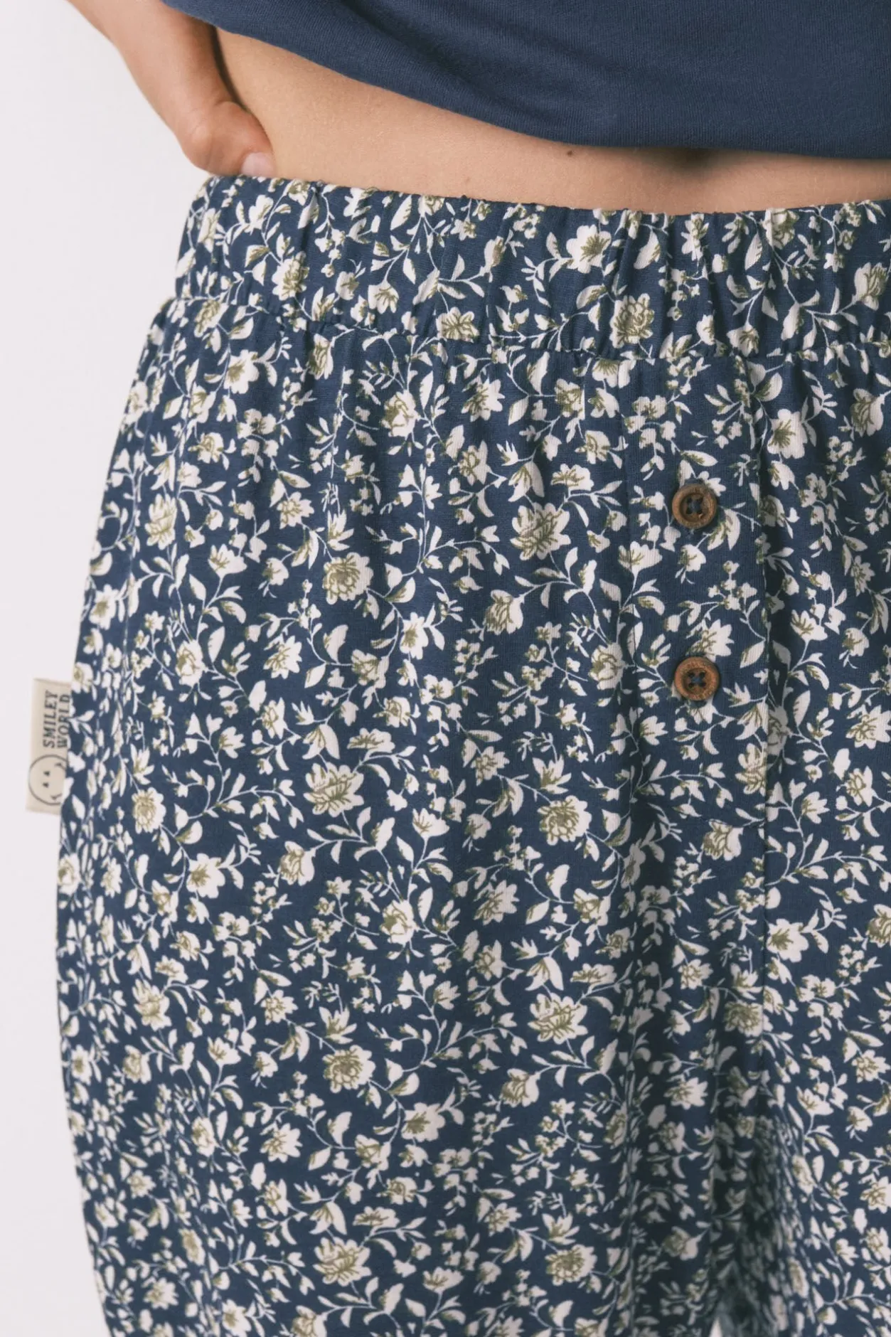 Women'secret Pijama Capri 100% algodón Smiley azul Best