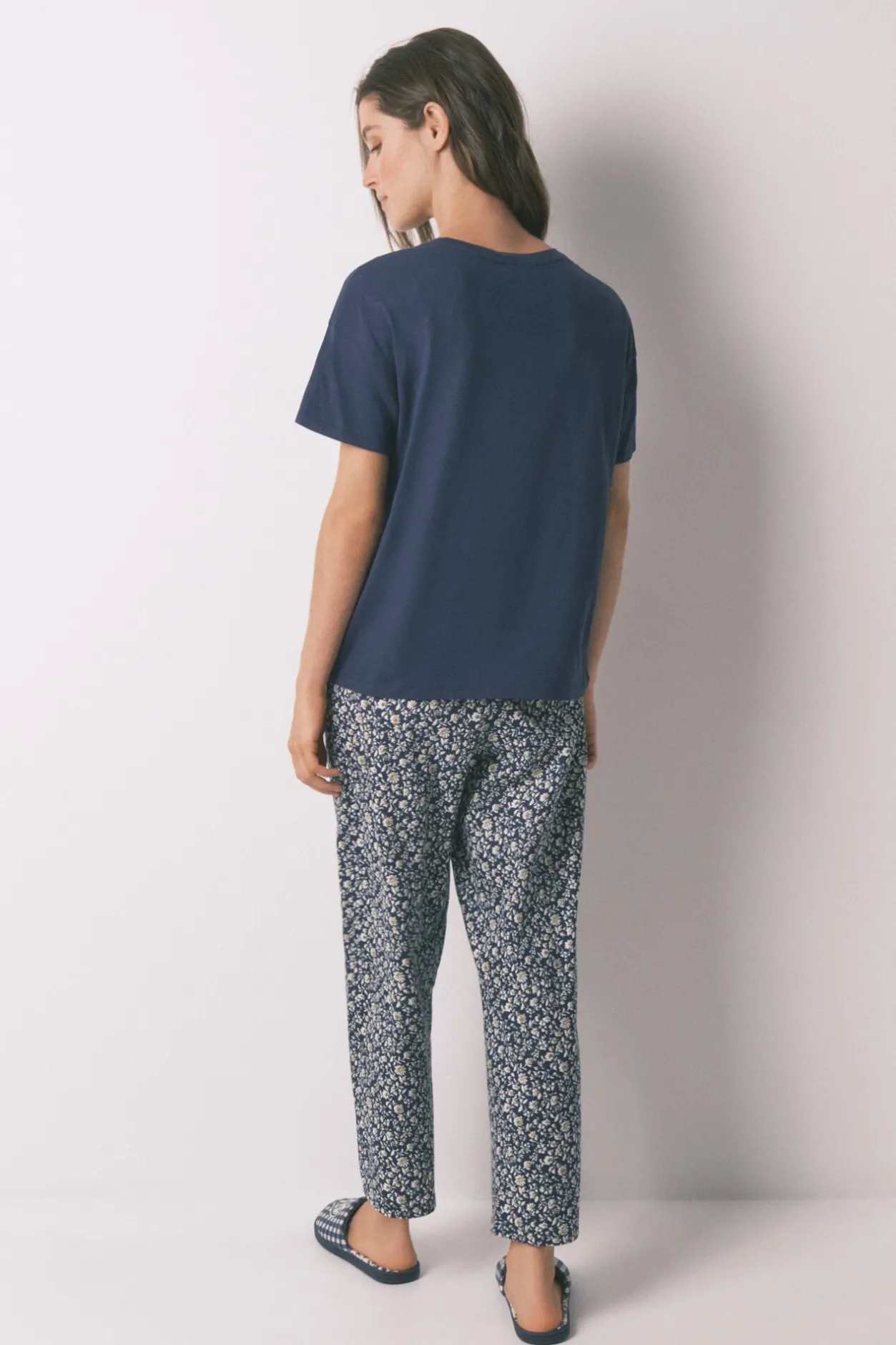 Women'secret Pijama Capri 100% algodón Smiley azul Best