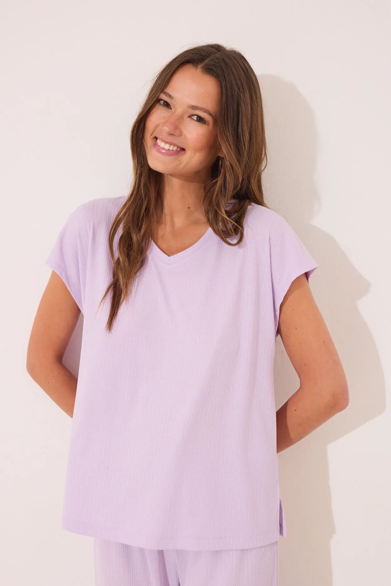 Women'secret Pijama Capri canalé viscosa morado/lila Discount