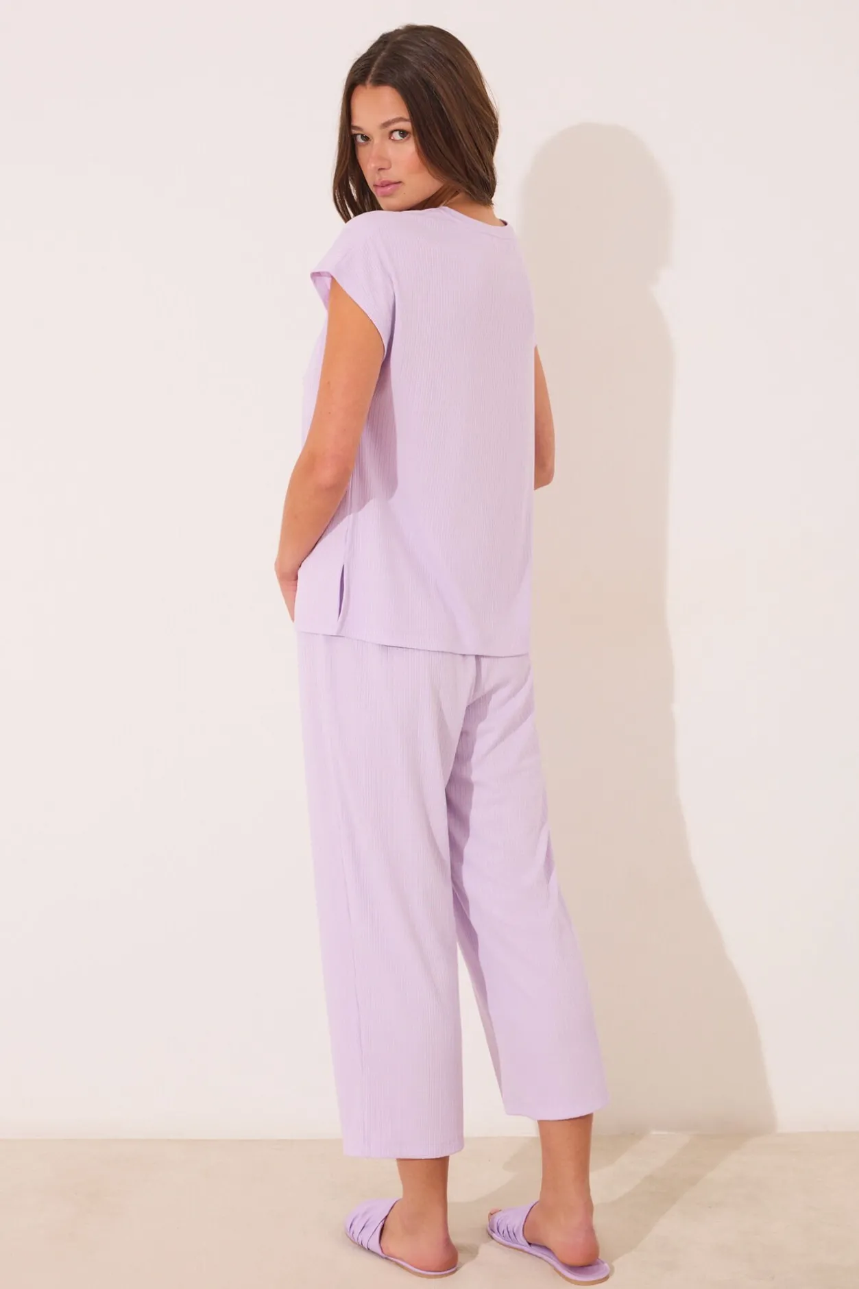 Women'secret Pijama Capri canalé viscosa morado/lila Discount