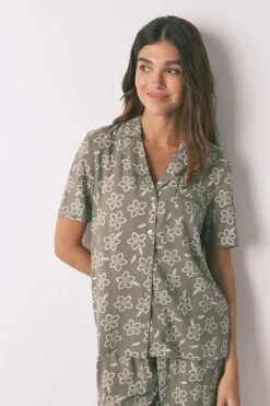 Women'secret Pijama Capri viscosa flores kaki Best