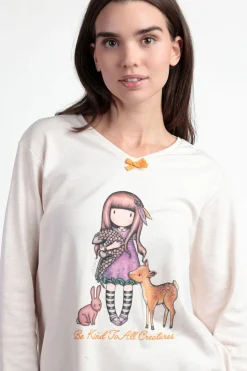 Admas Pijama cuadros Be Kind To All Creatures SANTORO GORJUSS beige