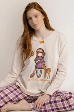Admas Pijama cuadros Be Kind To All Creatures SANTORO GORJUSS beige