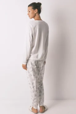 Women'secret Pijama largo 100% algodón blanco Piolín marfil Sale