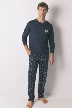 Women'secret Pijama largo 100% algodón country azul Outlet