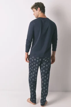 Women'secret Pijama largo 100% algodón country azul Outlet