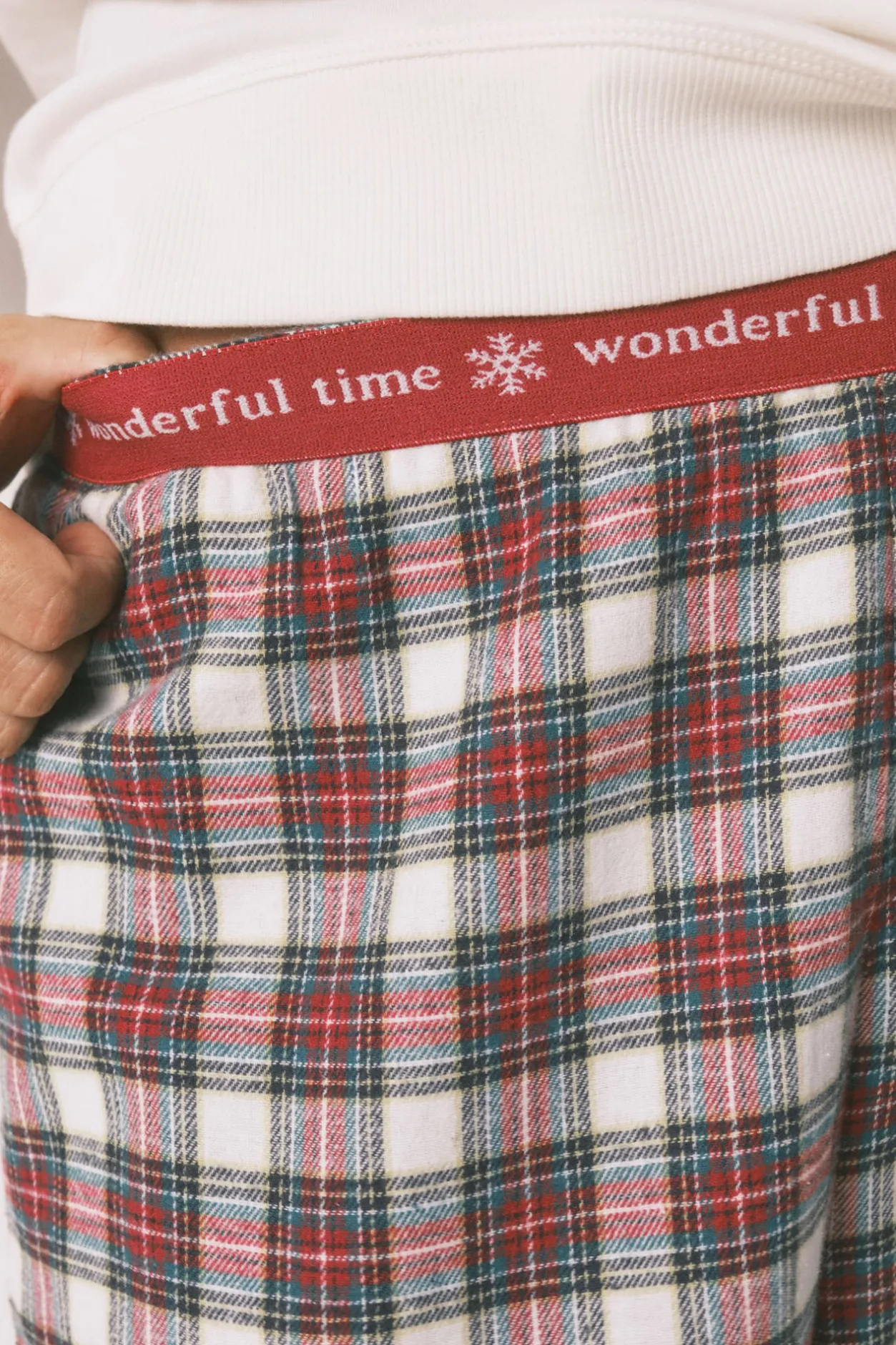 Women'secret Pijama largo 100% algodón cuadros marfil Sale