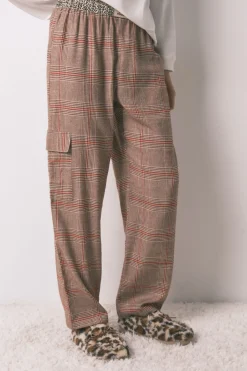 Women'secret Pijama largo 100% algodón estampado cuadros Snoopy marfil New