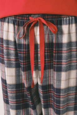 Women'secret Pijama largo 100% algodón estampado cuadros 