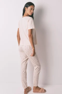 Women'secret Pijama largo 100% algodón flores rosa