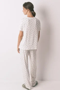 Women'secret Pijama largo 100% algodón patchwork Mafalda marfil Clearance