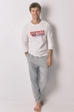 Women'secret Pijama largo 100% algodón Snoopy gris New