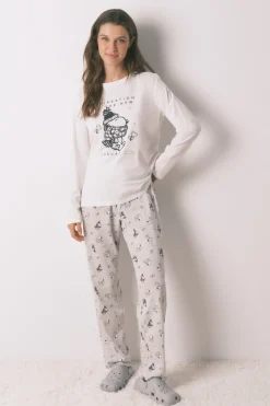 Women'secret Pijama largo 100% algodón Snoopy blanco Sale