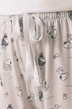 Women'secret Pijama largo 100% algodón Snoopy blanco Sale