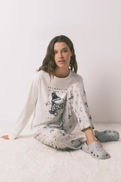 Women'secret Pijama largo 100% algodón Snoopy blanco Sale