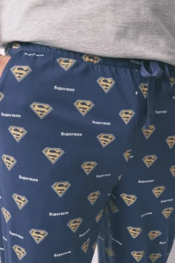 Women'secret Pijama largo 100% algodón Superman gris Best