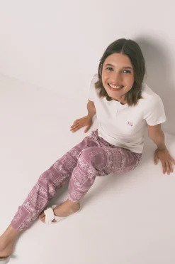 Women'secret Pijama largo algodón estampado flores blanco Clearance