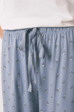 Women'secret Pijama largo algodón flores manga corta marfil Hot