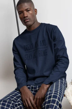 Admas Pijama largo cuadrospara hombre azul