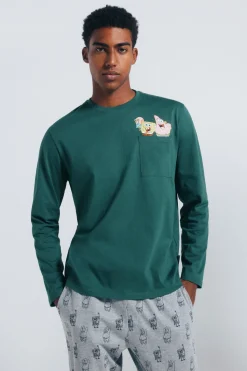 Springfield Pijama largo Bob Esponja verde Hot
