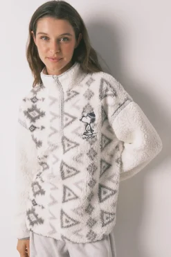 Women'secret Pijama largo borrego y polar Snoopy estampado Clearance