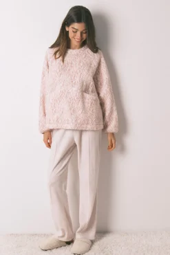 Women'secret Pijama largo borreguito rosa Hot