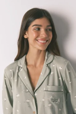 Women'secret Pijama largo camisero ovejas estampado Discount