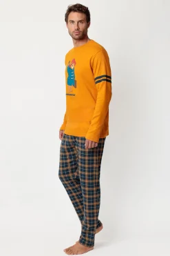 Admas Pijama largo cuadros Paddington para hombre amarillo Outlet