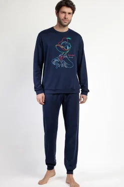 Admas Pijama largo Donald 100% algodón para hombre azul