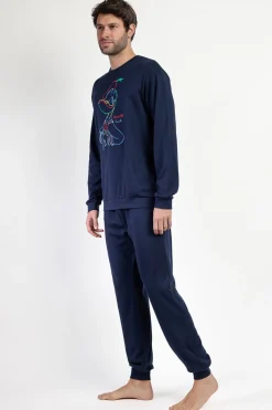 Admas Pijama largo Donald 100% algodón para hombre azul