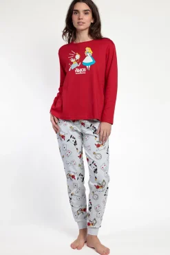 Admas Pijama largo estampado Alicia Wonderland mujer rojo Outlet