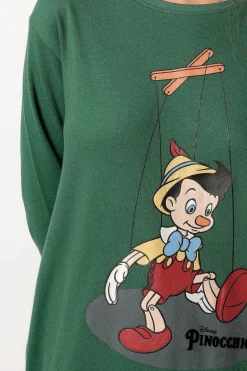Admas Pijama largo estampado Pinocho para mujer verde Discount