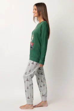 Admas Pijama largo estampado Pinocho para mujer verde Discount