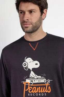 Admas Pijama largo estampado Snoopy para hombre gris Clearance