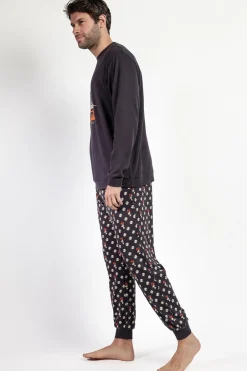 Admas Pijama largo estampado Snoopy para hombre gris Clearance