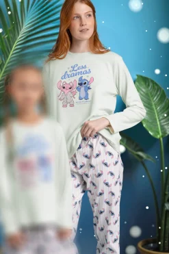 Admas Pijama largo Stitch para mujer estampado Hot