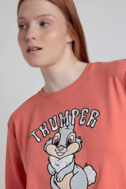 Admas Pijama largo estampado Tambor bambi para mujer naranja Hot