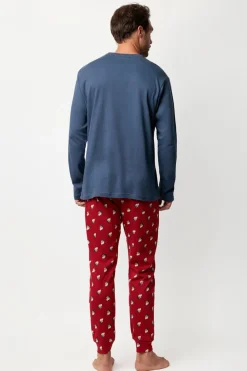 Admas Pijama largo Grumpy 100% algodón para hombre azul New