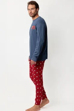 Admas Pijama largo Grumpy 100% algodón para hombre azul New