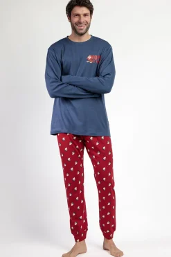 Admas Pijama largo Grumpy 100% algodón para hombre azul New
