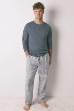 Women'secret Pijama largo hombre 100% algodón cuadros verde Online